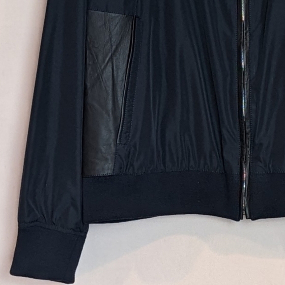 Torras Blue Mesh Lined Jacket with Lambskin Leather Trim size 46 - Picture 3 of 8